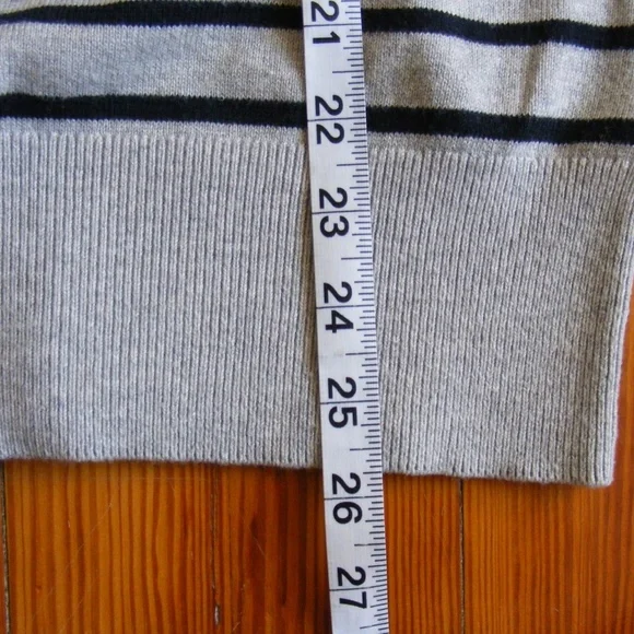 Banana Republic Sweater Hoodie Striped Gray Navy Blue Small S EUC - Picture 8 of 12